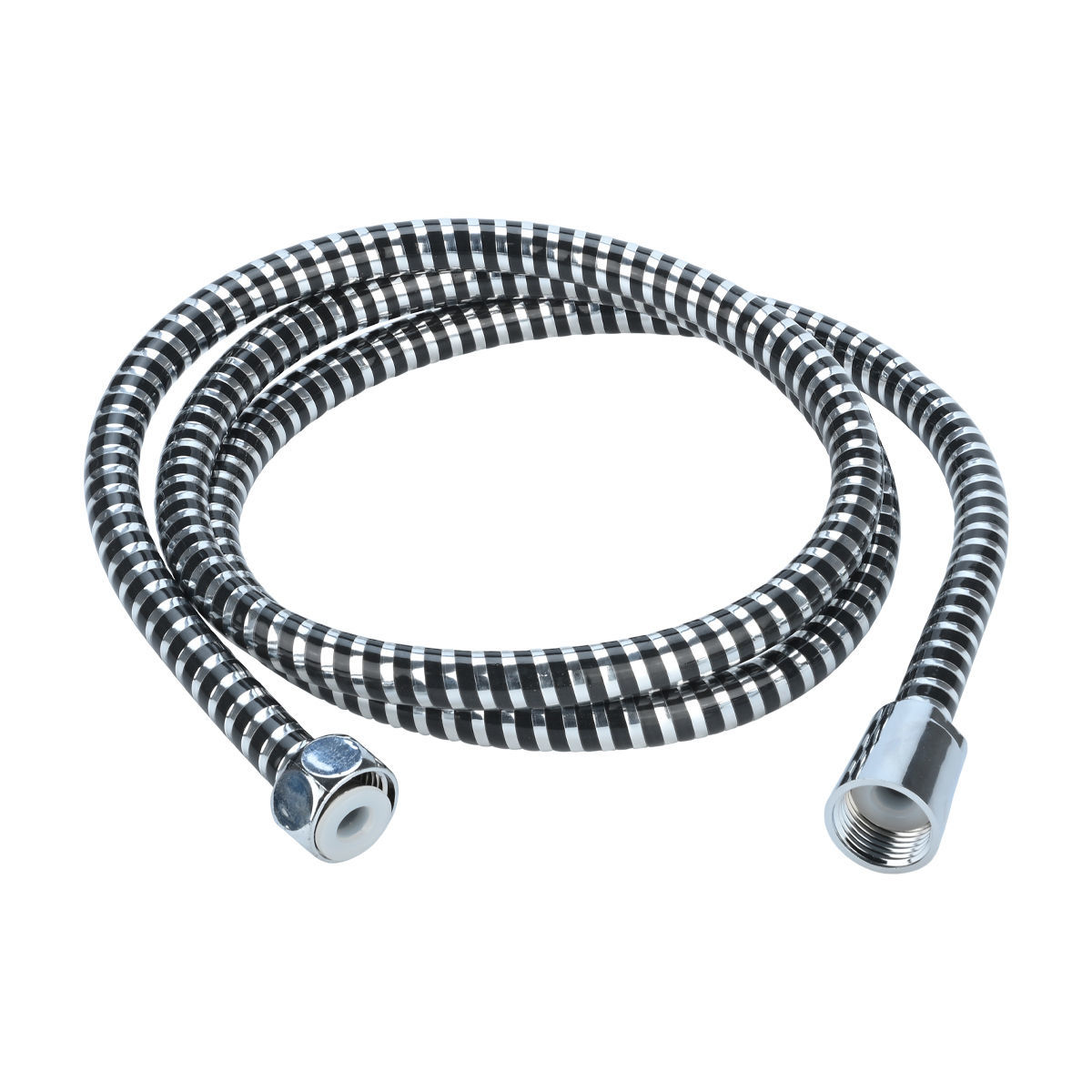 estia Σπιράλ Ντους Pvc Ασημί-Μαύρο 150x1,3x1,3εκ. Estia 02-23829 (Υλικό: PVC, Χρώμα: Μαύρο) - estia - 02-23829