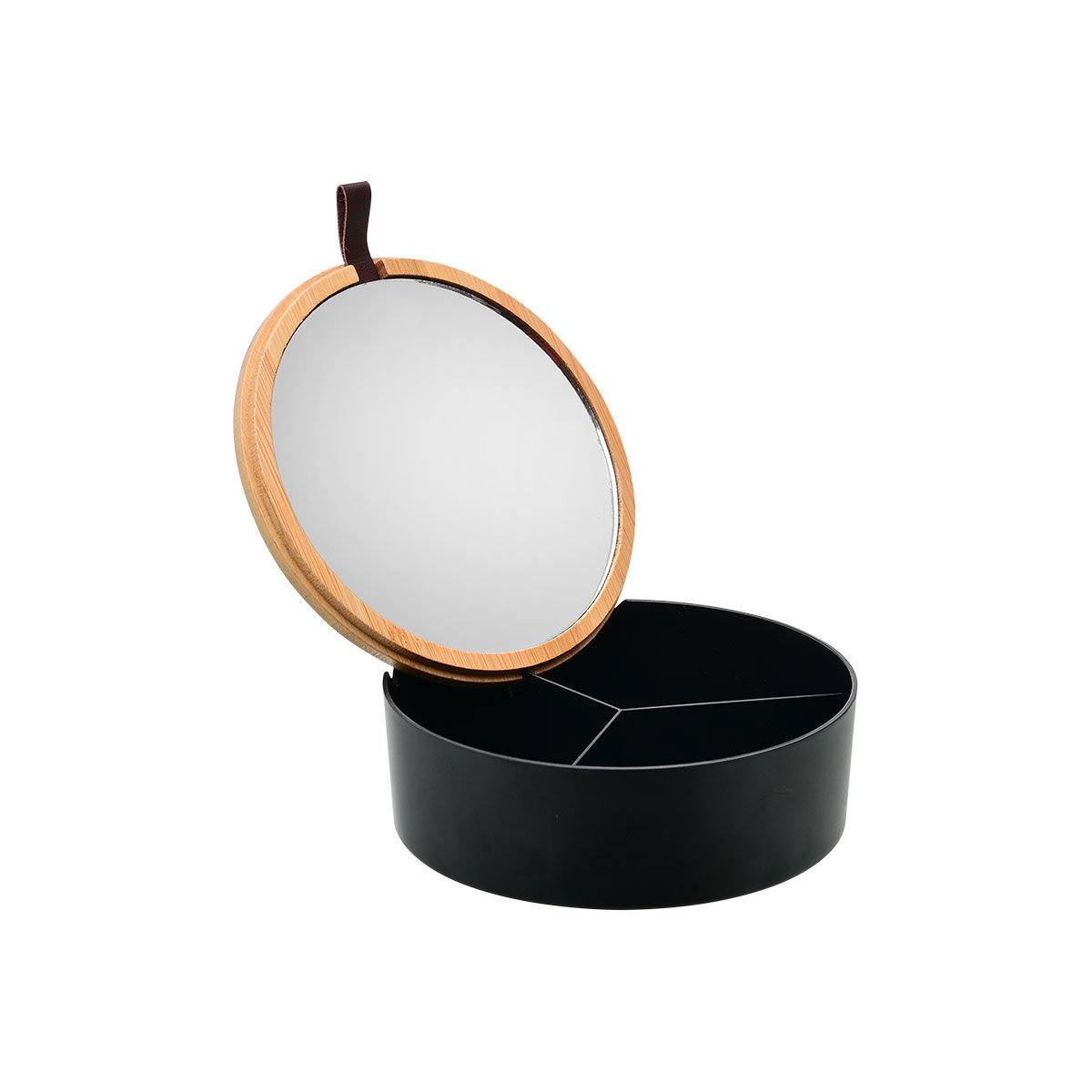 estia Κουτί Οργάνωσης Με Καθρέπτη Bamboo Μαύρο 14x14x5,1εκ. Essentials Estia 02-15329 (Υλικό: Bamboo, Χρώμα: Μαύρο) - estia - 02-15329