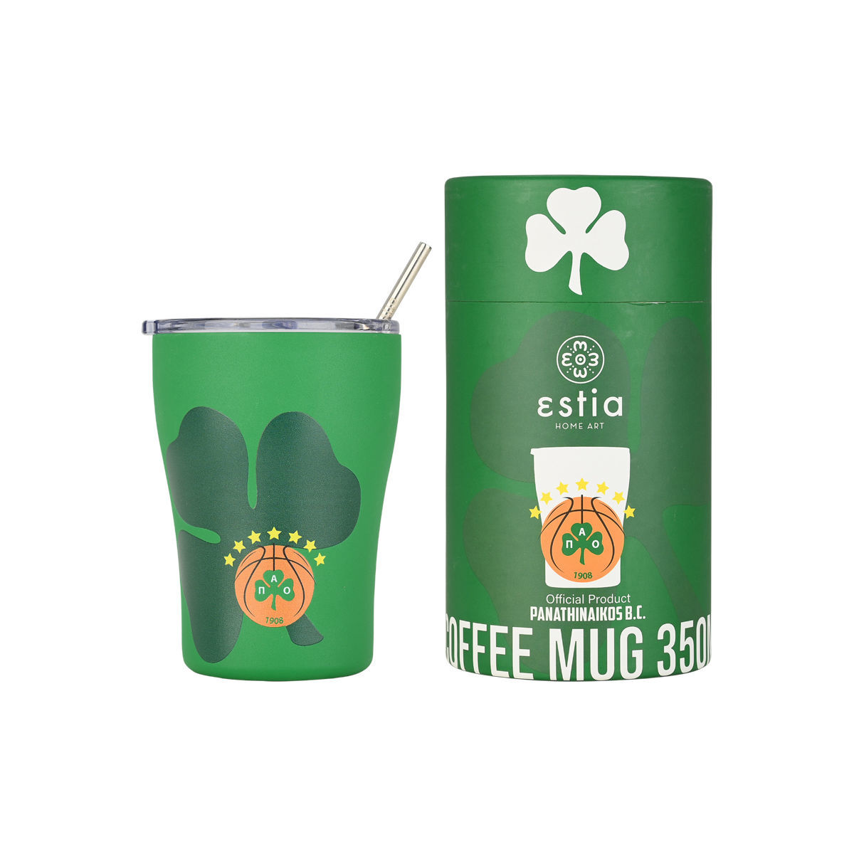 Θερμός-Ποτήρι Ανοξείδωτο Coffee Mug Panathinaikos BC Edition 350ml-9x13εκ. Estia 00-27254 (Υλικό: Ανοξείδωτο, Χρώμα: Πράσινο ) - estia - 00-27254