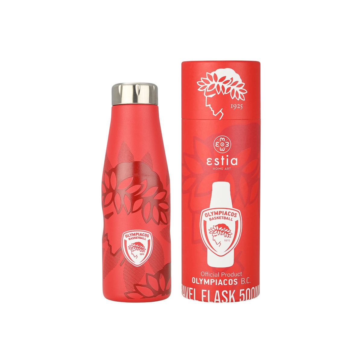 Θερμός-Μπουκάλι Ανοξείδωτο Travel Flask Olympiacos BC Edition 500ml-7x7x22,3εκ. Estia 00-27179 (Υλικό: Ανοξείδωτο, Χρώμα: Κόκκινο) - estia - 00-27179