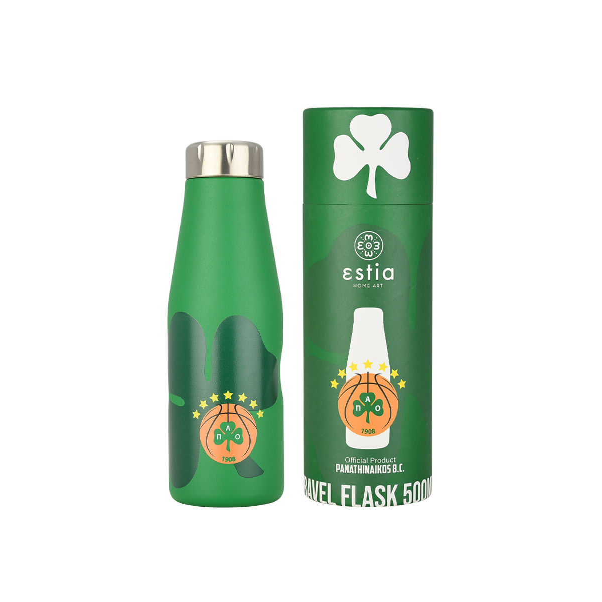 Θερμός-Μπουκάλι Ανοξείδωτο Travel Flask Panathinaikos BC Edition 500ml-7x7x22,3εκ. Estia 00-27193 (Υλικό: Ανοξείδωτο, Χρώμα: Πράσινο ) - estia - 00-27193