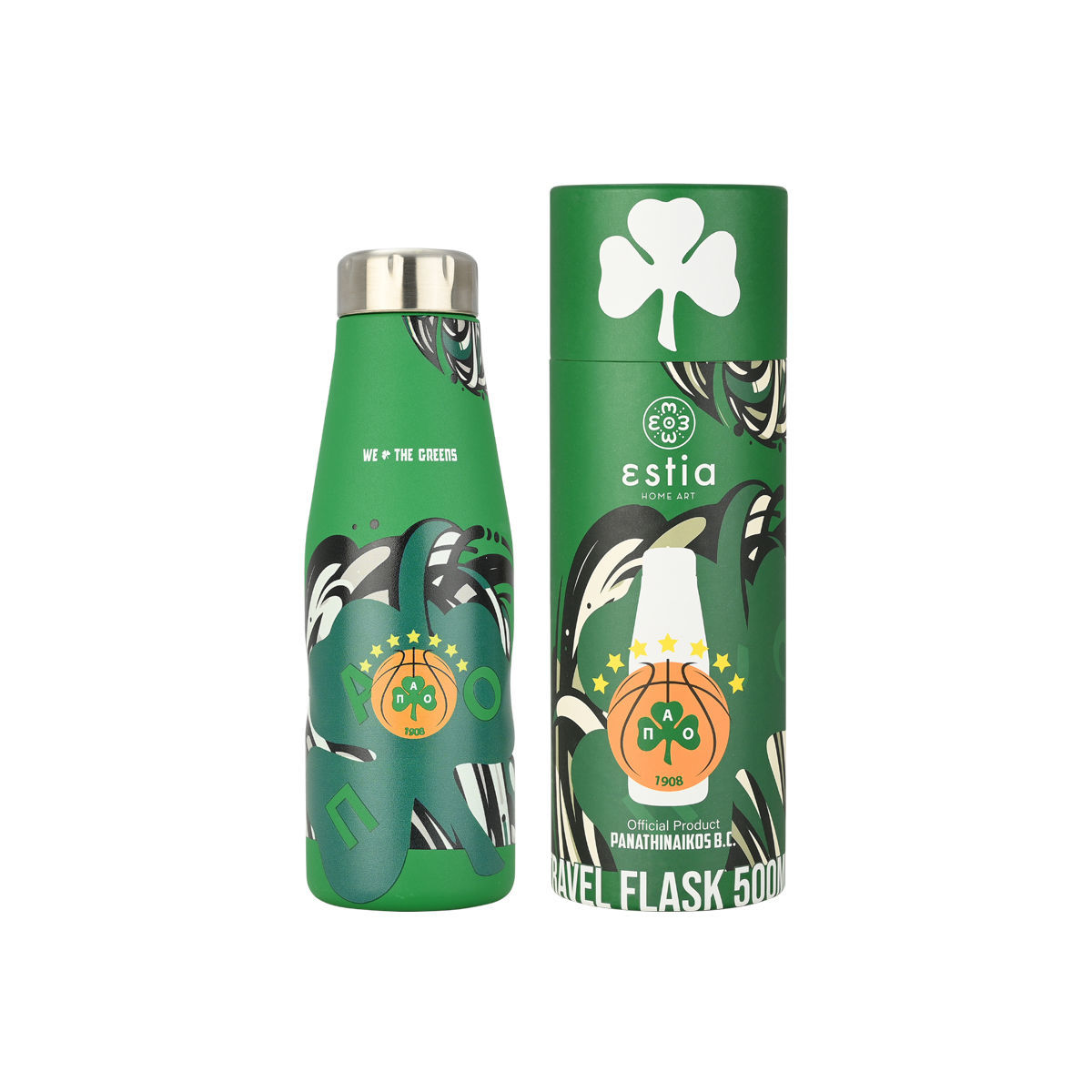 Θερμός-Μπουκάλι Ανοξείδωτο Travel Flask Panathinaikos BC Edition 500ml-7x7x22,3εκ. Estia 00-27186...