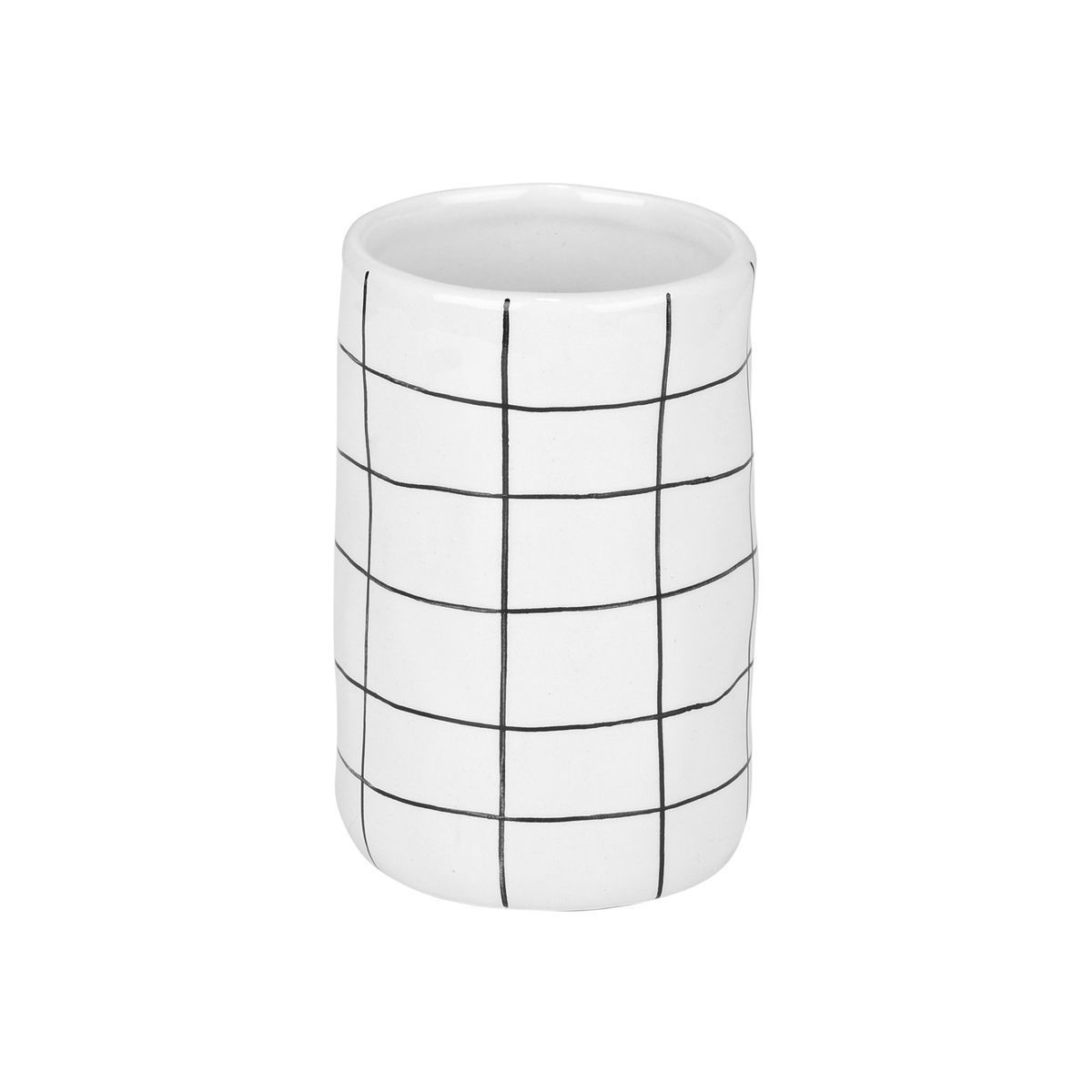 Ποτηροθήκη Κεραμική Λευκή-Μαύρη Cage 7,5x12εκ. Estia 02