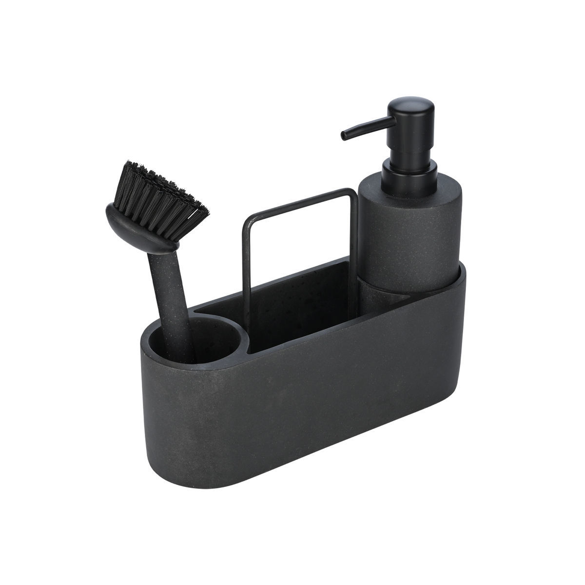 estia Ντισπένσερ Υγρού Πιάτων Με Βούρτσα & Θήκη Για Σφουγγάρι Μαύρο 21x7,5x19εκ. Estia 01-23553 (Χρώμα: Μαύρο) - estia - 01-23553