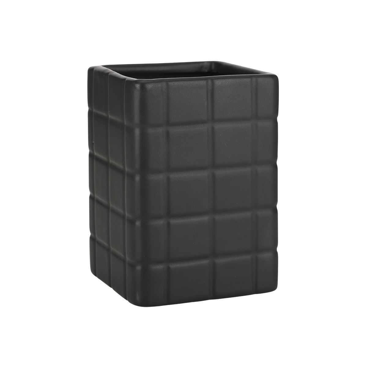 Ποτηροθήκη Κεραμική Μαύρη 7,5x7,5x11εκ. Tiles Estia 02-