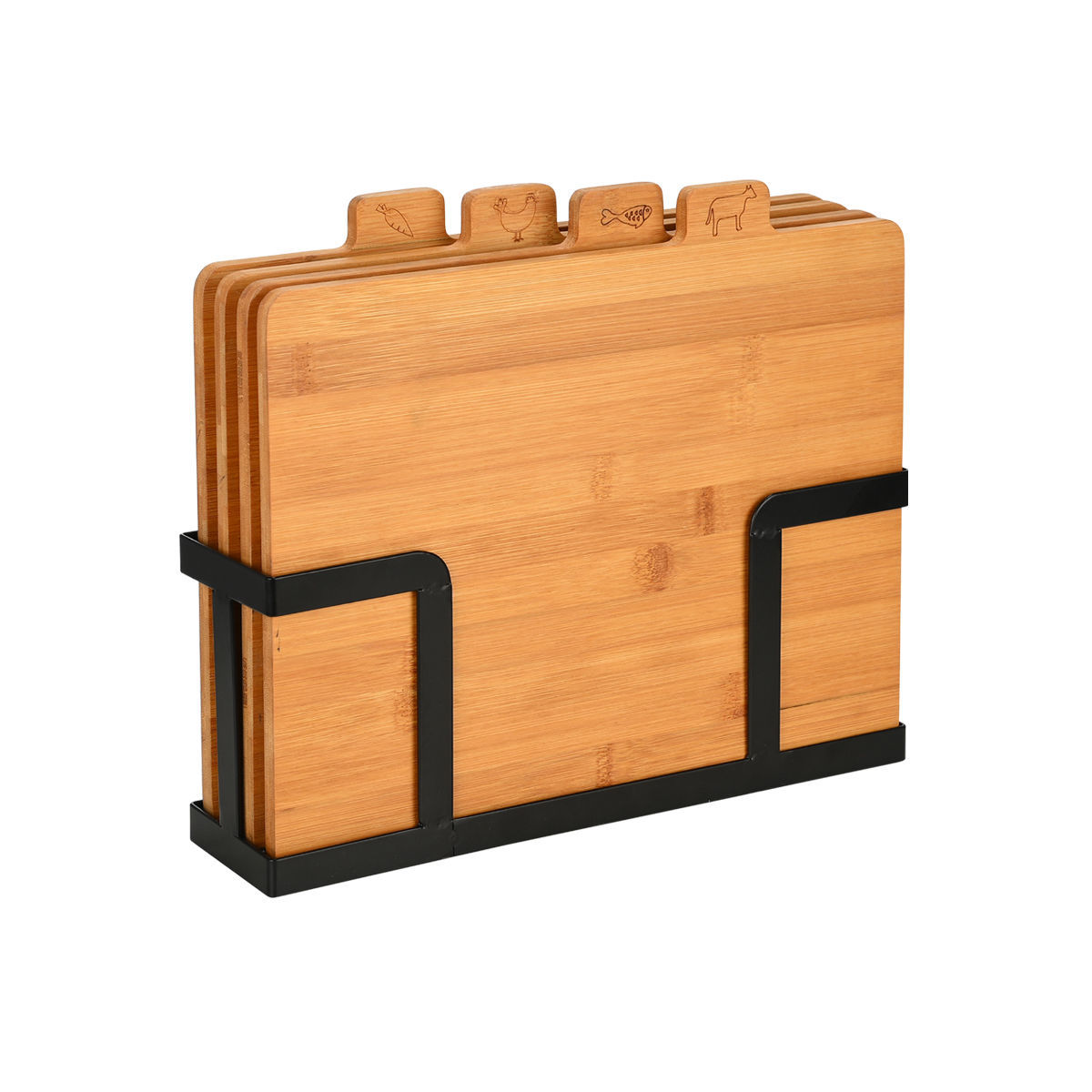 estia Σετ 5τμχ Βάσεις Κοπής Bamboo Με Μεταλλική Βάση Essentials 28,5x7,3x22,5εκ. Estia 01-26707 (Υλικό: Μεταλλικό, Χρώμα: Μαύρο) - estia - 01-26707