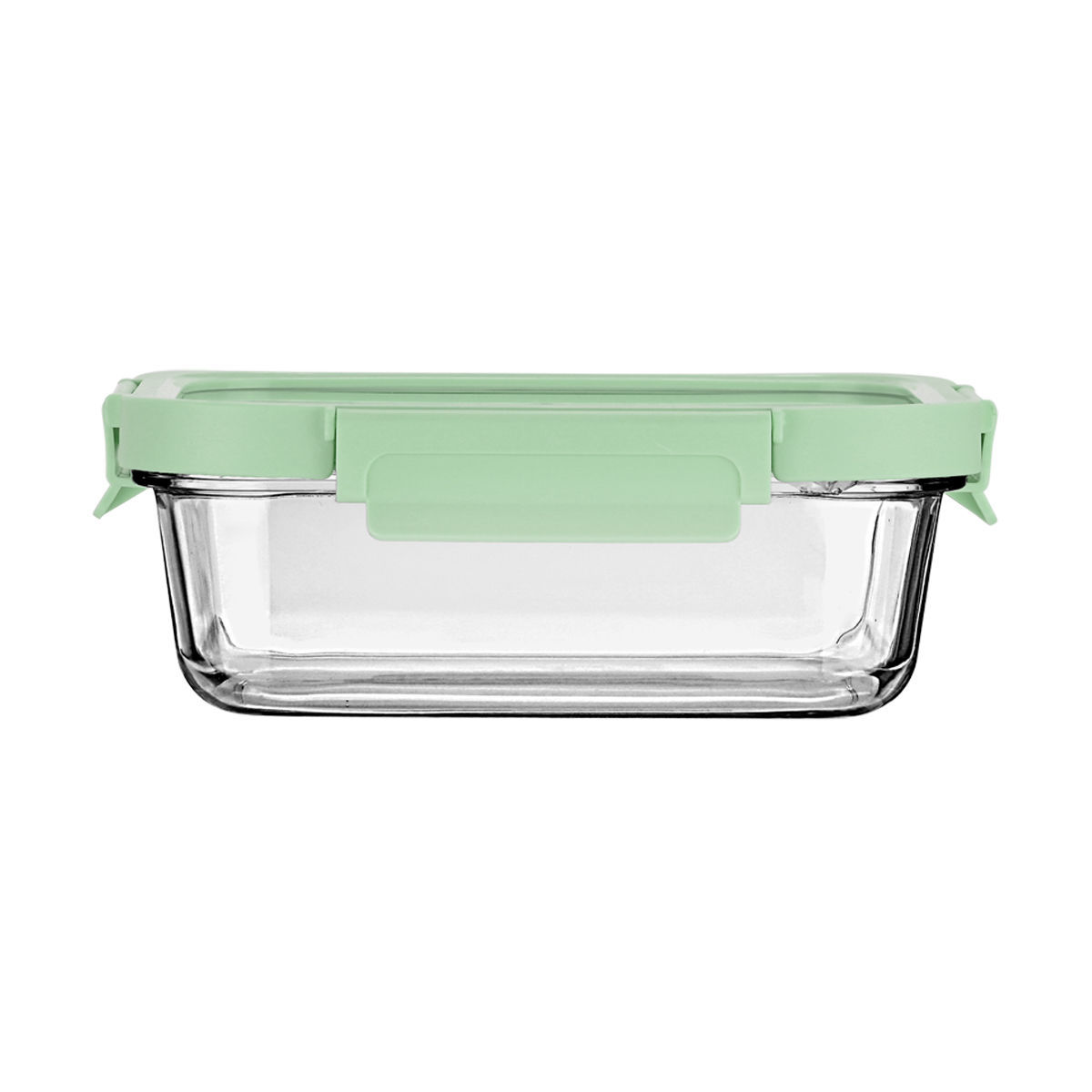 Φαγητοδοχείο Γυάλινο Με Καπάκι Πλαστικό 1050ml/21,6x16,5x7,4εκ. Click & Seal Mint...