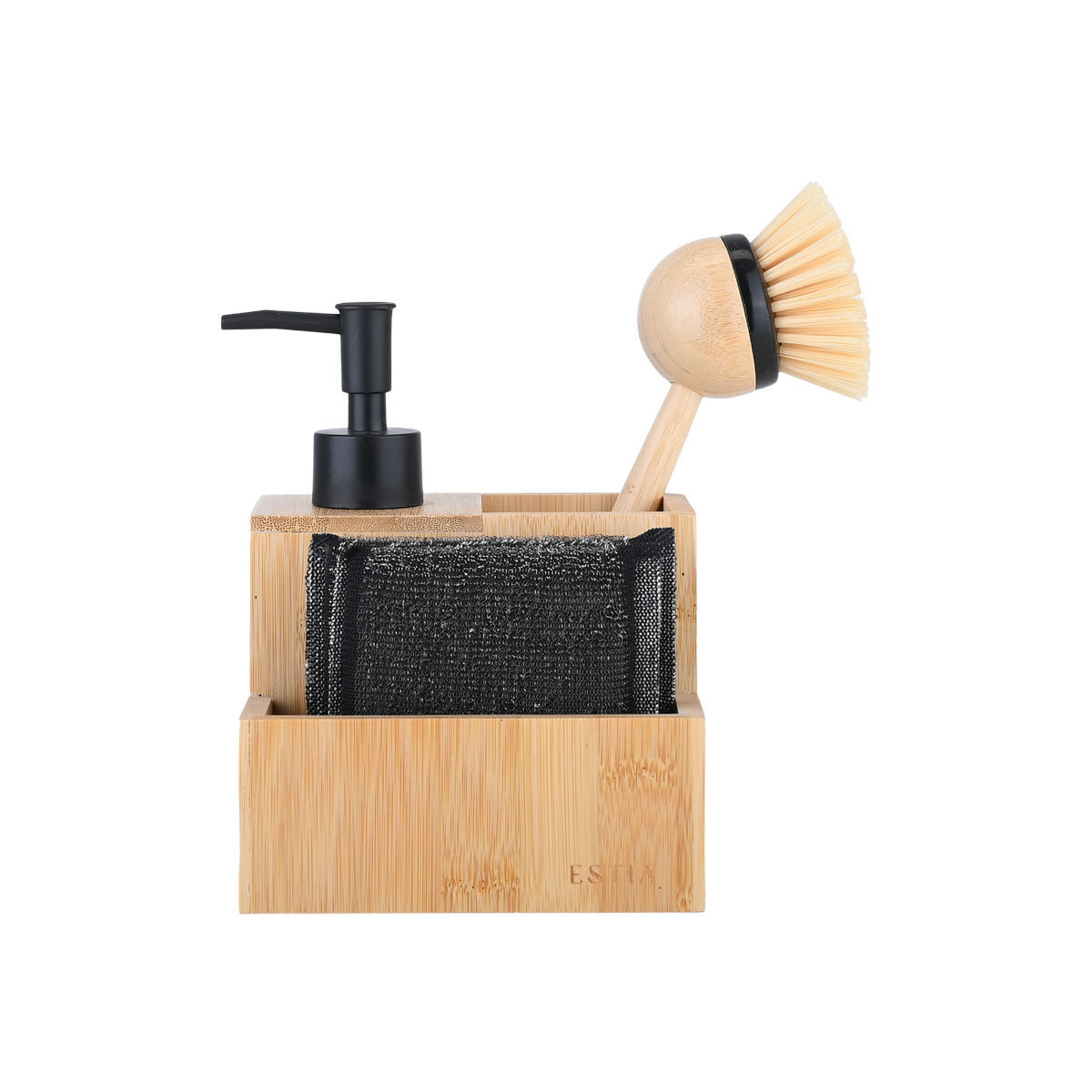 Ντισπένσερ Υγρού Πιάτων Bamboo Με Βούρτσα & Σφουγγάρι Essentials 12,5x10,8x13,1εκ....