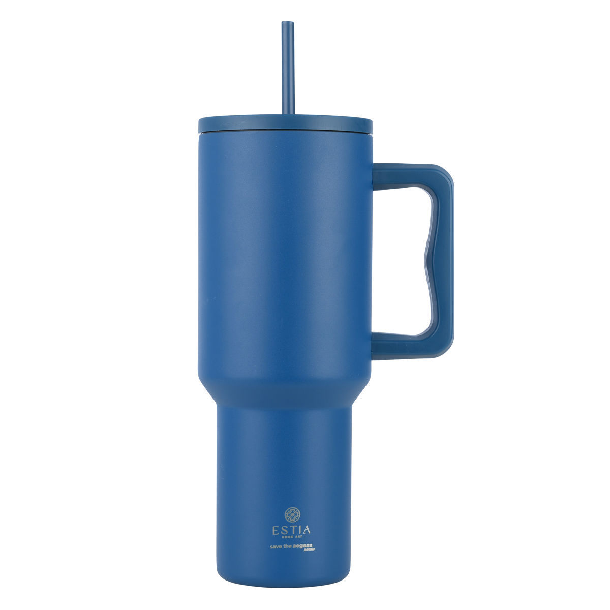 Θερμός Ανοξείδωτος Straw Tumbler XL 14,5x10x26εκ.-1200ml Denim Blue Save The Aegean Estia 01-32234 (Υλικό: Ανοξείδωτο, Χρώμα: Μπλε) - estia - 01-32234