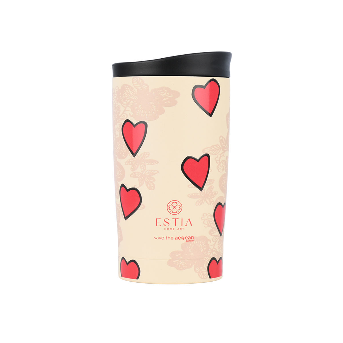 estia Θερμός Ποτήρι Ανοξείδωτος Travel Mug Tender Lace Save The Aegean 350ml-8x8x15εκ. Estia 01-31930 (Υλικό: Ανοξείδωτο) - estia - 01-31930