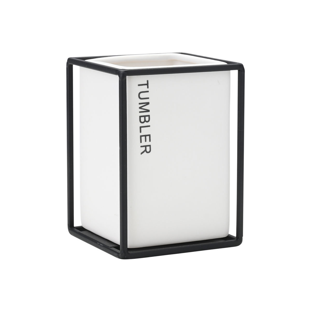 Ποτηροθήκη Κεραμική-Μεταλλική Λευκή-Μαύρη Cage 8,5x12εκ