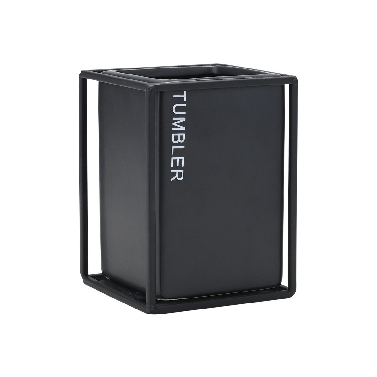 Ποτηροθήκη Κεραμική-Μεταλλική Μαύρη Cage 8,5x12εκ. Esti