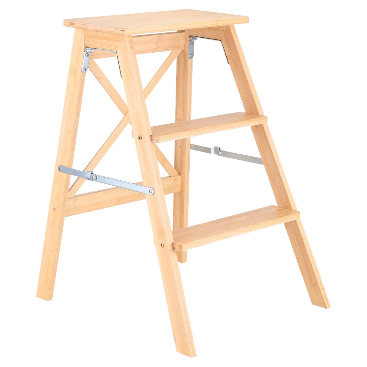 Σκαλοσκαμπώ Με 3 Σκαλιά Bamboo Natural 43,5x50x63,5εκ. Essentials Estia 04-34405 (Υλικό: Bamboo) - estia - 04-34405