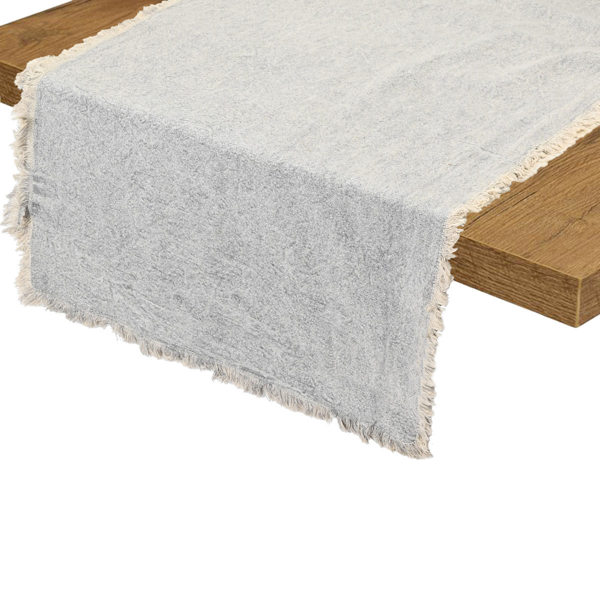 Runner Με Κρόσσια Βαμβακερό Γκρι 45x150εκ. Loom Estia 07-36133 (Ύφασμα: Βαμβάκι 100%, Χρώμα: Γκρι) - estia - 07-36133