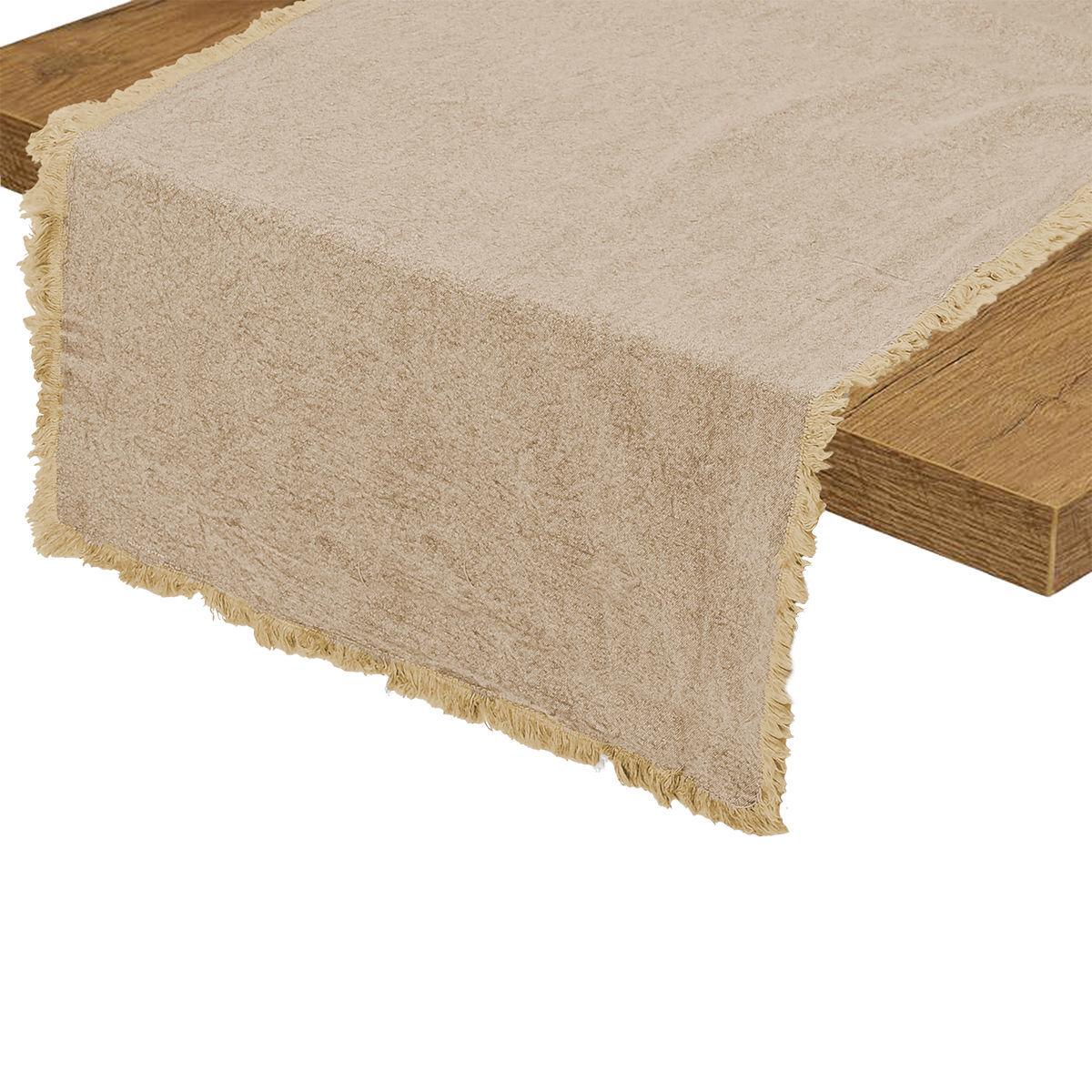 Runner Με Κρόσσια Βαμβακερό Μπεζ 45x150εκ. Loom Estia 07-36126 (Ύφασμα: Βαμβάκι 100%, Χρώμα: Μπεζ) - estia - 07-36126