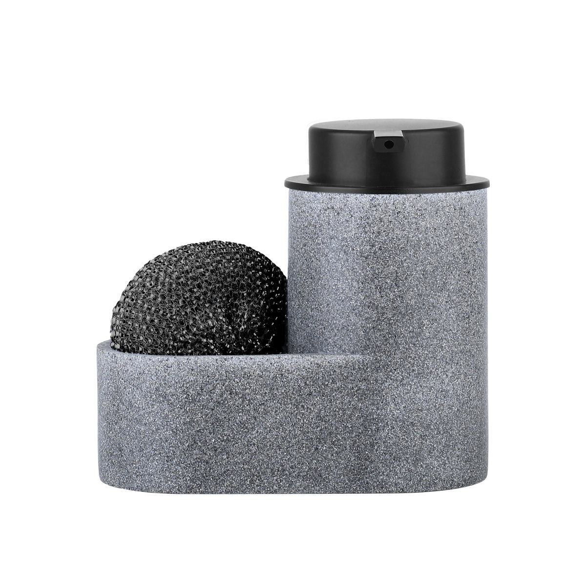 Ντισπένσερ Υγρού Πιάτων Γκρι Με Μαύρο Σφουγγαράκι 14,8x7,7x13,5εκ. Estia 02-33965 (Χρώμα: Μαύρο) - estia - 02-33965