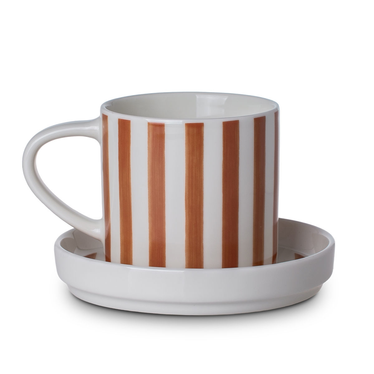 Κούπα Με Πιατάκι New Bone Hand Lines 300ml Καφέ Estia 07-35419 (Υλικό: Πορσελάνη, Χρώμα: Καφέ) - estia - 07-35419