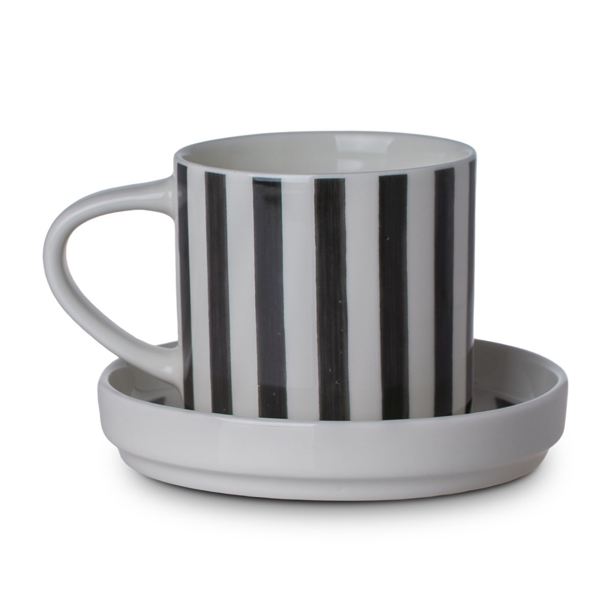 Κούπα Με Πιατάκι New Bone Hand Lines 300ml Μαύρη Estia 07-35426 (Υλικό: Πορσελάνη, Χρώμα: Μαύρο) - estia - 07-35426