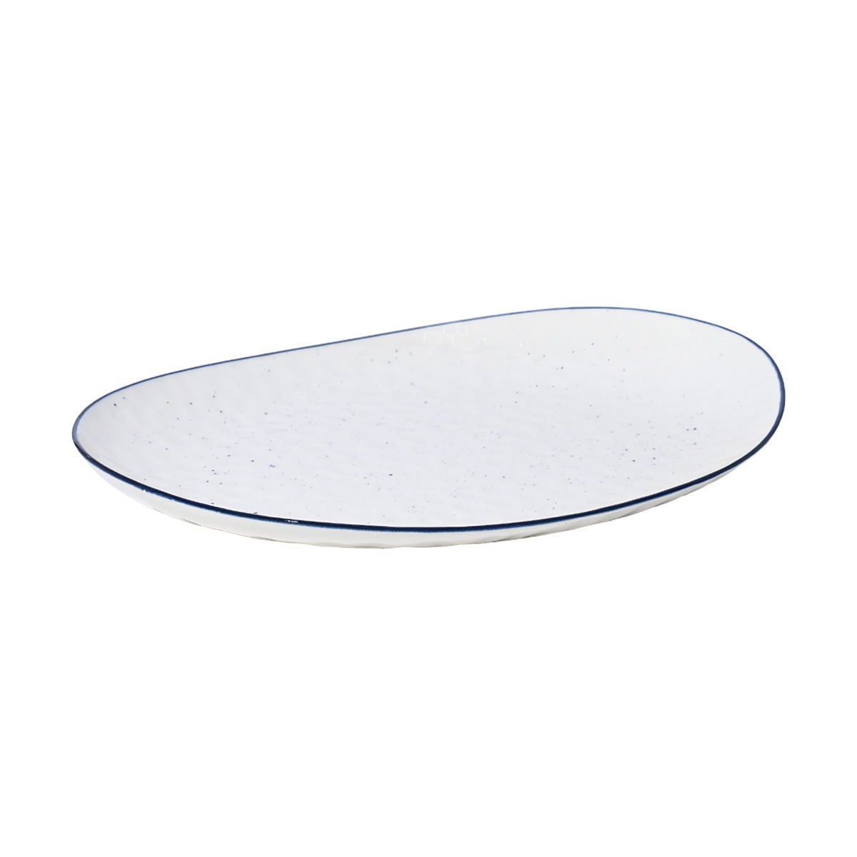 Πιάτο Ρηχό Φαγητού Πορσελάνης Λευκό-Μπλε 28x24,3x3,3εκ. Pebbles Estia 07-37130 (Σετ 6 Τεμάχια) (Υλικό: Πορσελάνη, Χρώμα: Λευκό, Μέγεθος: Μεμονωμένο) - estia - 07-37130