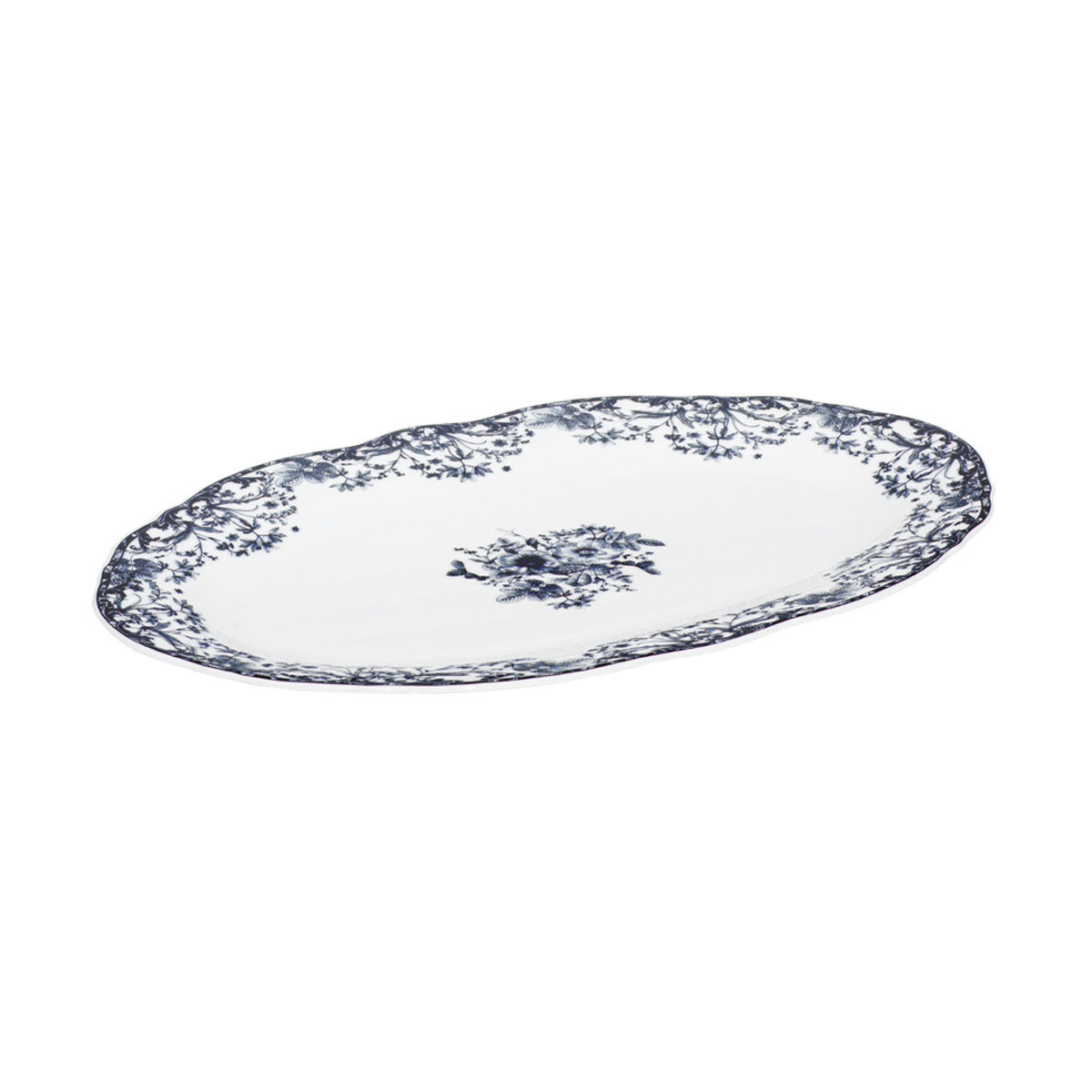 Πιατέλα Σερβιρίσματος Οβάλ Πορσελάνης Reverie Blue 30x20x18εκ. Estia 07-38786 (Σετ 6 Τεμάχια) (Υλικό: Πορσελάνη, Χρώμα: Λευκό) - estia - 07-38786