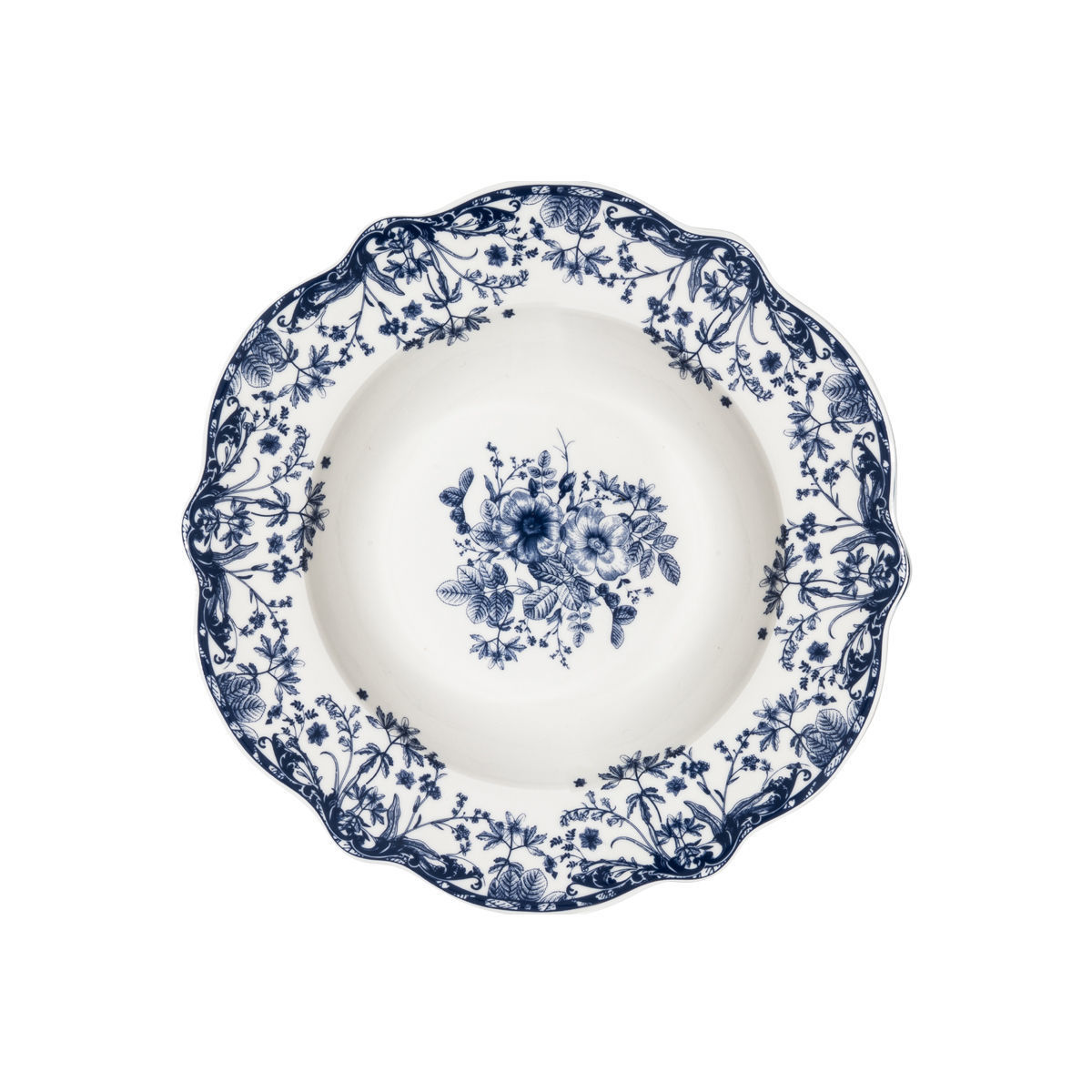 Πιάτο Βαθύ Φαγητού Πορσελάνης 22x3,8εκ. Reverie Blue Estia 07-38809 (Σετ 6 Τεμάχια) (Υλικό: Πορσελάνη, Χρώμα: Μπλε, Μέγεθος: Μεμονωμένο) - estia - 07-38809