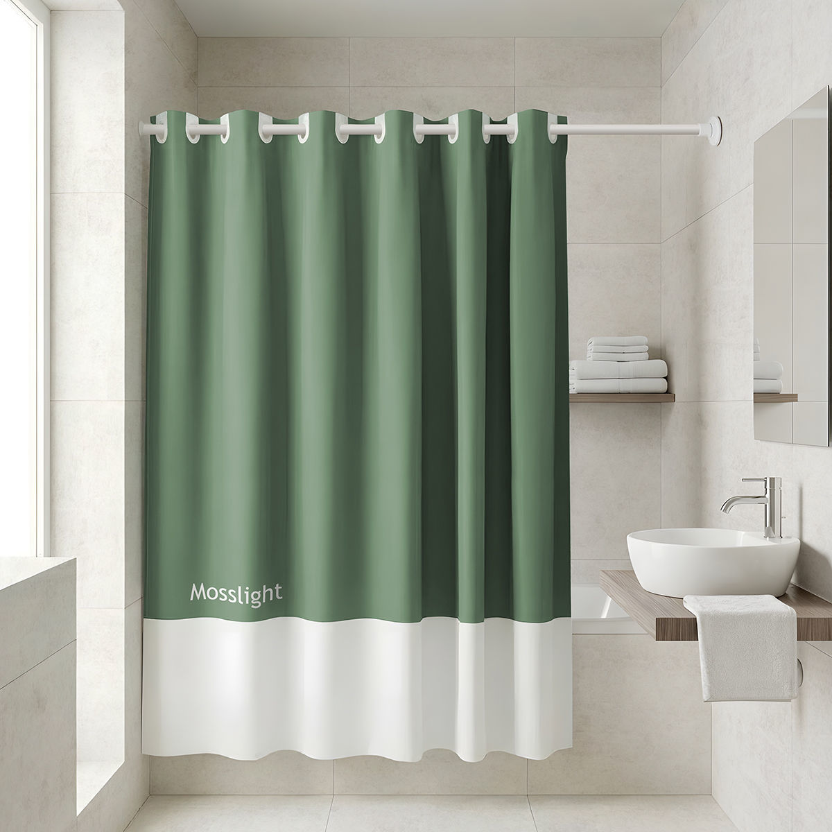Κουρτίνα Μπάνιου Αδιάβροχη Polyester 180x194εκ. Mosslig