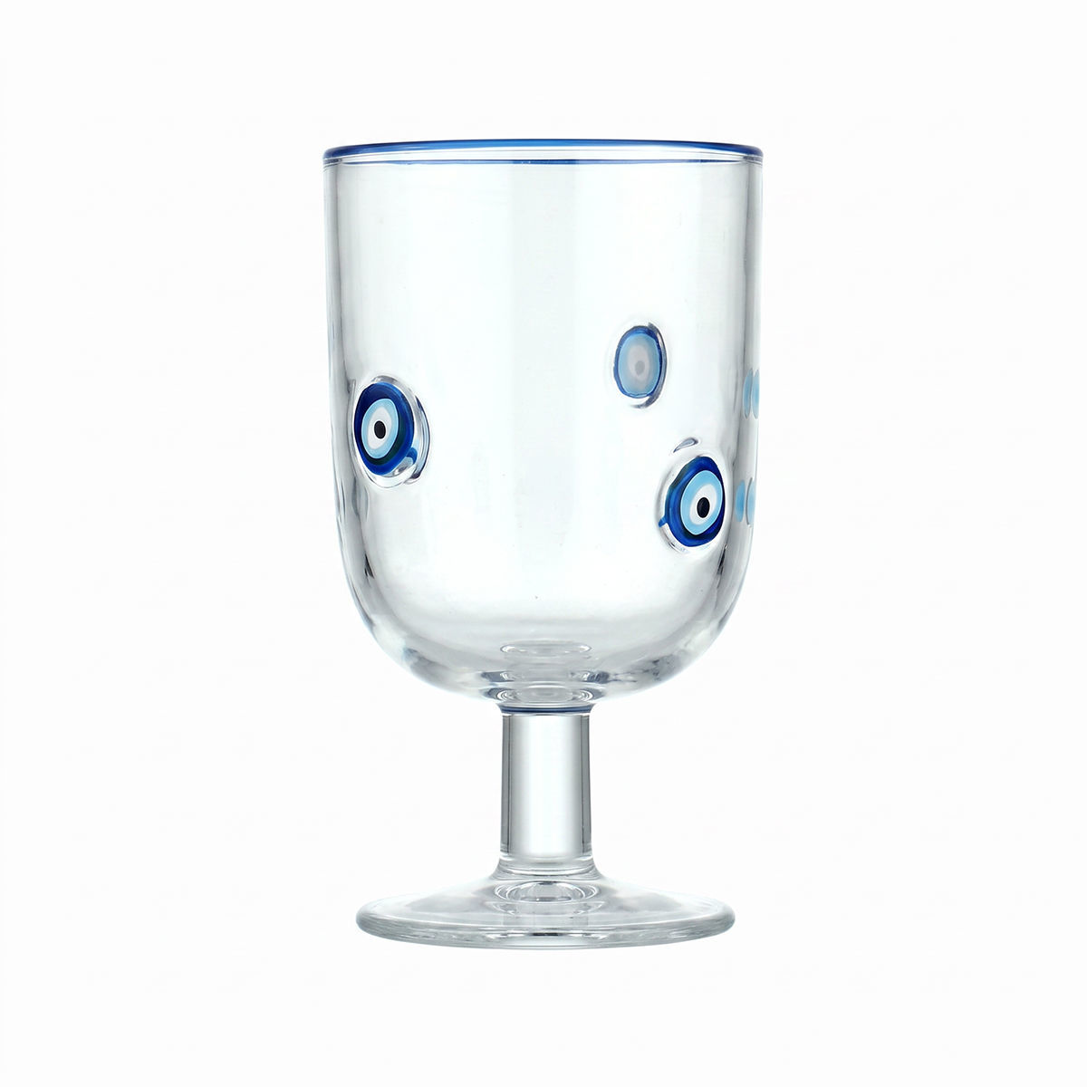 Ποτήρι Κρασιού Γυάλινο 380ml Spirit Of Luck Handmark Estia 07-40796 (Σετ 6 Τεμάχια) (Υλικό: Γυαλί, Χρώμα: Μπλε, Μέγεθος: Κολωνάτο) - estia - 07-40796