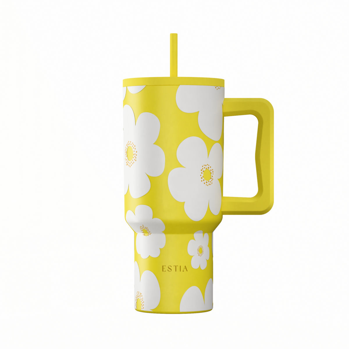 Θερμός Ανοξείδωτος Straw Tumbler XL 14,5x10x22,8εκ.-900ml Yellow Daisy Save The Aegean Estia 01-41625 (Υλικό: Ανοξείδωτο) - estia - 01-41625