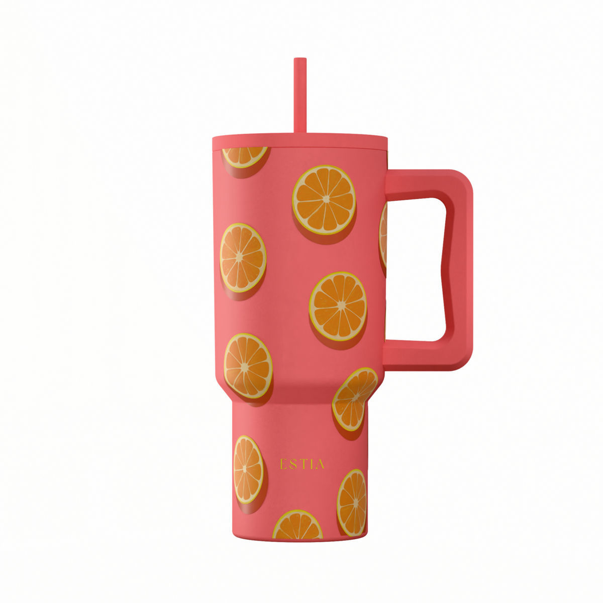 Θερμός Ανοξείδωτος Straw Tumbler XL 14,5x10x22,8εκ.-900ml Orange Pop Save The Aegean Estia 01-41595 (Υλικό: Ανοξείδωτο) - estia - 01-41595