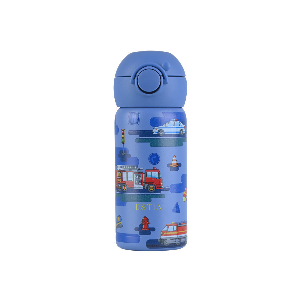 Θερμός Παιδικό Ανοξείδωτο Με Καλαμάκι City Heroes 350ml-7x7x18εκ. Save The Aegean Estia 01-43599 (Υλικό: Ανοξείδωτο) - estia - 01-43599