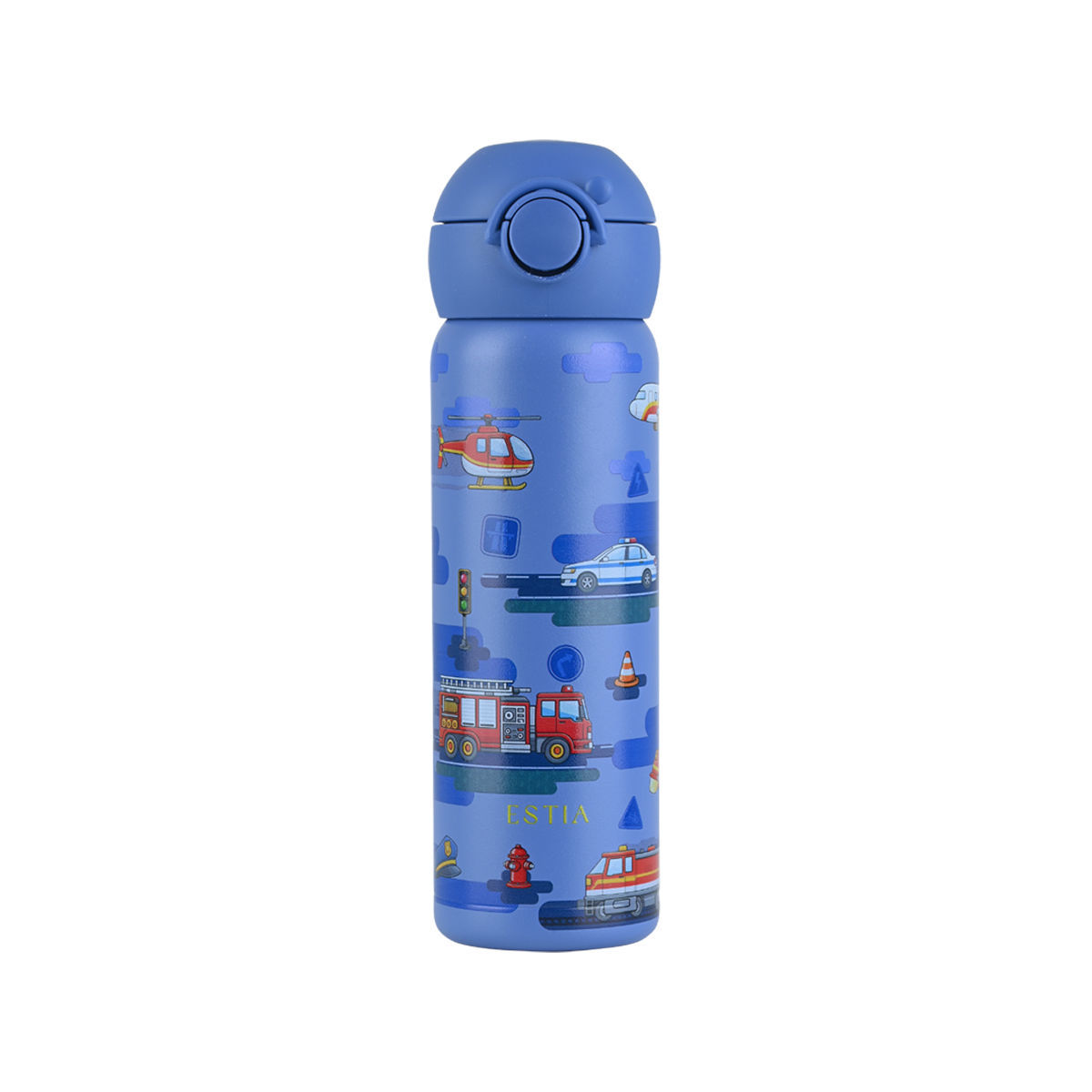 estia Θερμός Παιδικό Ανοξείδωτο Με Καλαμάκι City Heros 500ml-7,9x6,6x20,3εκ. Save The Aegean Estia 01-43704 (Υλικό: Ανοξείδωτο) - estia - 01-43704