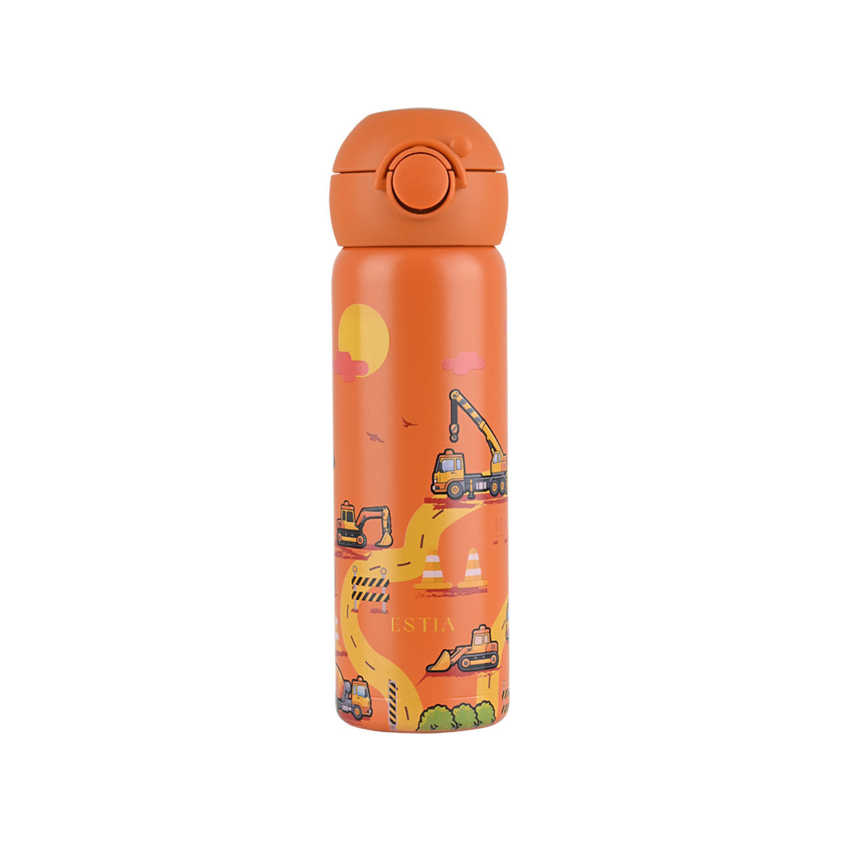 Θερμός Παιδικό Ανοξείδωτο Με Καλαμάκι The Big Build 500ml-7,9x6,6x20,3εκ. Save The Aegean Estia 01-43698 (Υλικό: Ανοξείδωτο) - estia - 01-43698