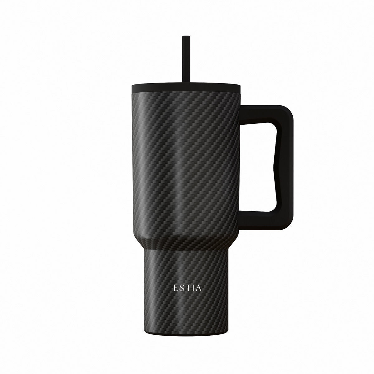 Θερμός Ανοξείδωτος Straw Tumbler XL 14,5x10x22,5εκ.-900ml Carbon Fibre Save The Aegean Estia 01-46170 (Υλικό: Ανοξείδωτο) - estia - 01-46170