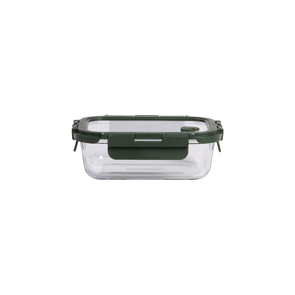 Φαγητοδοχείο Γυάλινο 2 Θέσεων 660ml-17x12,5x5,2εκ. Olive Click & Seal Estia 01-39653 (Υλικό: Γυαλί, Χρώμα: Λαδί) - estia - 01-39653