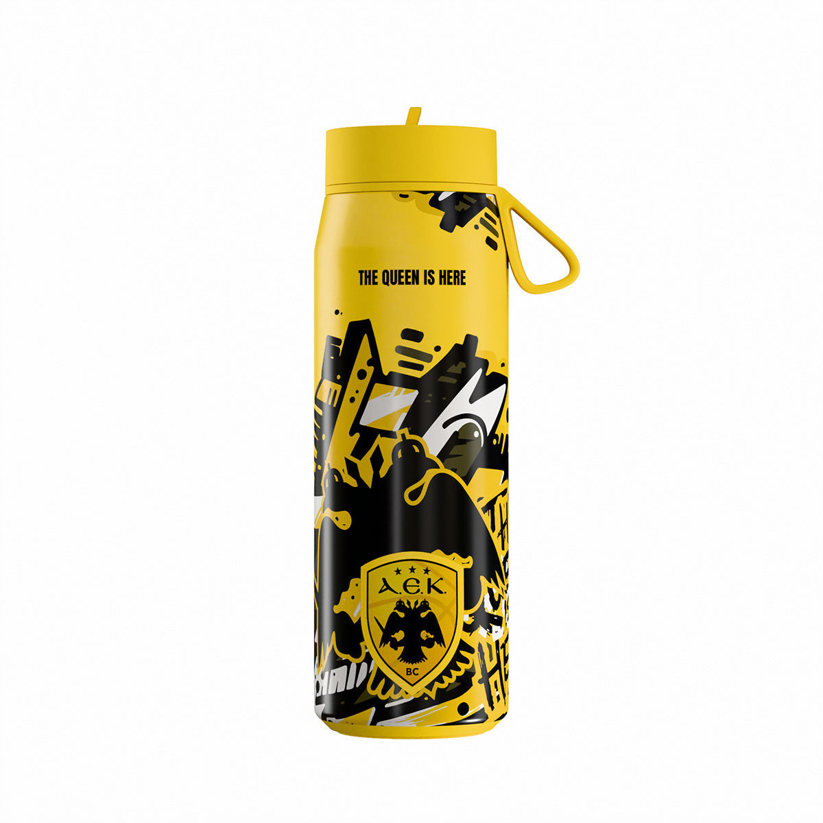 Θερμός Με Καλαμάκι Ανοξείδωτος Pulse Aek BC Edition The Queen Is Here 500ml Estia 00-48846 (Υλικό: Ανοξείδωτο, Χρώμα: Κίτρινο ) - estia - 00-48846