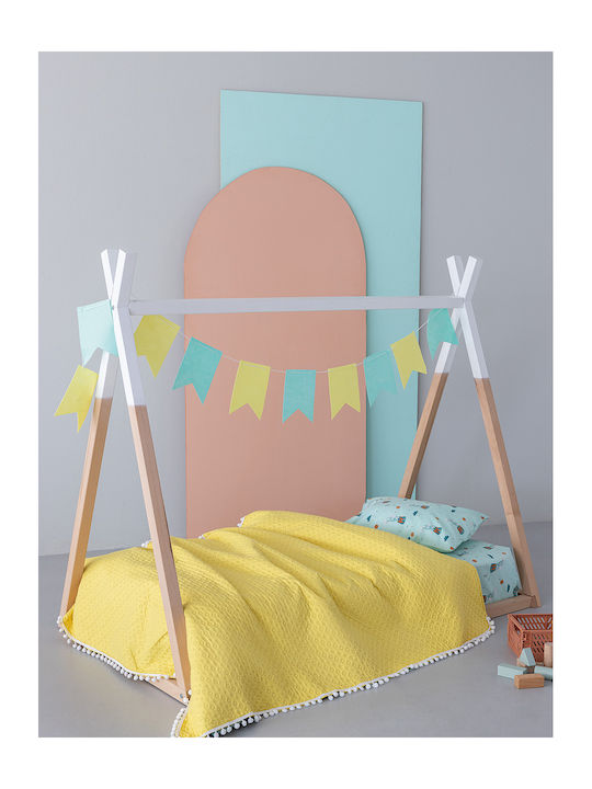 Palamaiki Κουβερλί Microfiber Κούνιας 110x140εκ. Με Pon Pon Juniper Yellow Palamaiki (Ύφασμα: Microfiber, Χρώμα: Κίτρινο , Μέγεθος: Κούνιας) - Palamaiki - juniper