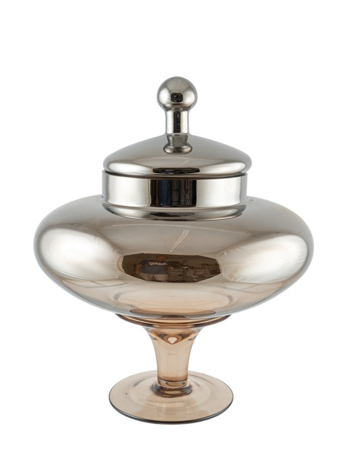 ZEN COLLECTION - ΣΗΜΑΝΤΙΚΟ: Σε περίπτωση διαφοράς τιμής από το κατάστημα ισχύει παντα και μόνο η τιμή του καταστήματος Φοντανιέρα Χειροποίητη Φυσητό Γυαλί Ασημί-Καφέ 28x32εκ.