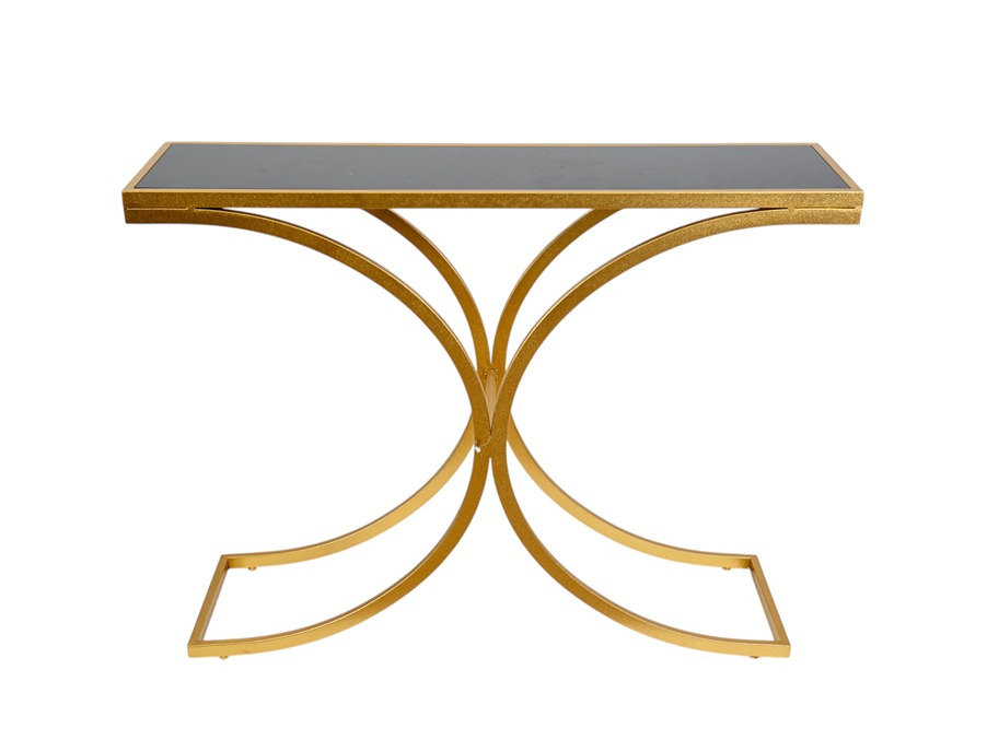 Έπιπλα σαλονιού 24home - ΣΗΜΑΝΤΙΚΟ: Σε περίπτωση διαφοράς τιμής από το κατάστημα ισχύει παντα και μόνο η τιμή του καταστήματος Κονσόλα Μεταλλική Με Τζάμι Χρυσή-Μαύρη 106,5x30,5x79,5ε