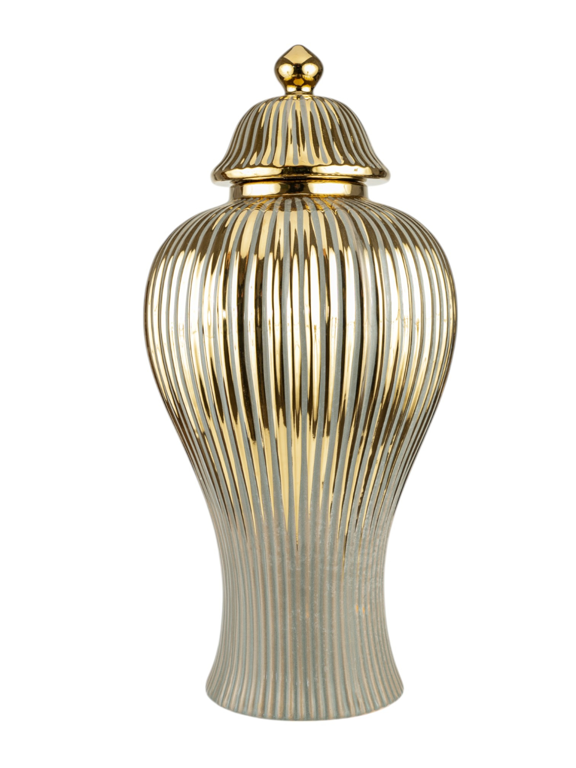 Διακοσμητικά Επιτραπέζια 24home - ΣΗΜΑΝΤΙΚΟ: Σε περίπτωση διαφοράς τιμής από το κατάστημα ισχύει παντα και μόνο η τιμή του καταστήματος Βάζο Κεραμικό Με Καπάκι Γκρι-Χρυσό 19,5x41εκ. Zen Colle