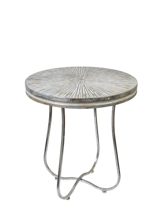 ZEN COLLECTION - ΣΗΜΑΝΤΙΚΟ: Σε περίπτωση διαφοράς τιμής από το κατάστημα ισχύει παντα και μόνο η τιμή του καταστήματος Τραπέζι Βοηθητικό Μεταλλικό Με Γραμμές Αντικέ Ασημί 50x