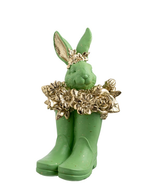 Διακοσμητική Πασχαλινή Μπότα Με Λαγό Polyester Πράσινο-Χρυσό 10,5x10,5x19εκ. Zen Collection 26.6.52474 (Υλικό: Polyester, Χρώμα: Πράσινο ) - ZEN COLLECTION - 26.6.52474