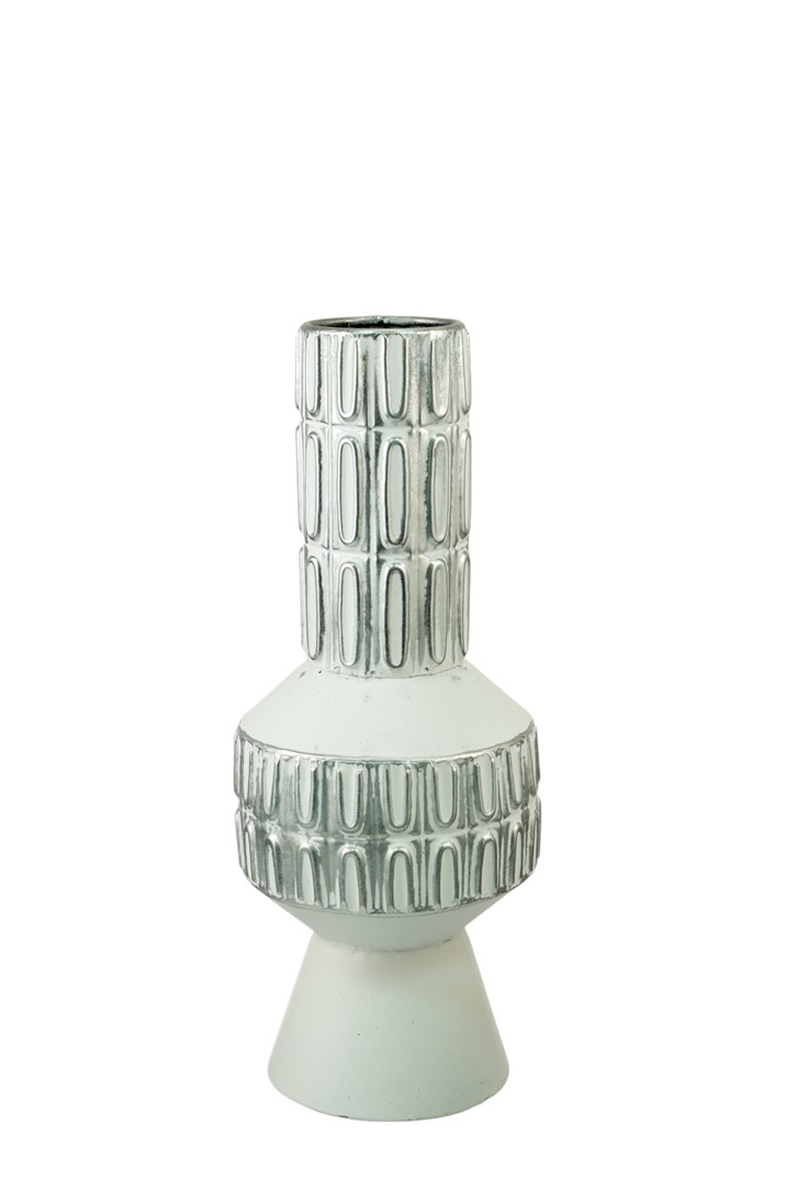 ZEN COLLECTION Βάζο Μεταλλικό Ασημί-Λευκό 16x16x39εκ. Zen Collection 24.38.51029 (Υλικό: Μεταλλικό, Χρώμα: Λευκό) - ZEN COLLECTION - 24.38.51029