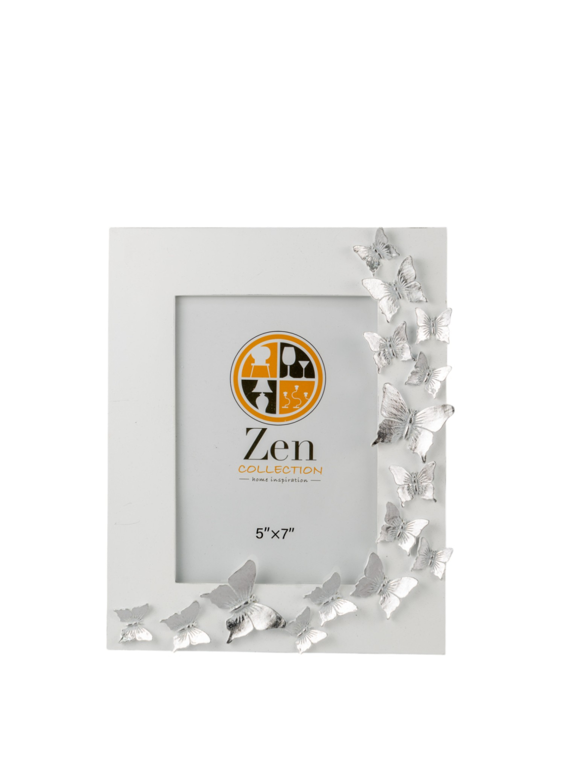 ZEN COLLECTION - ΣΗΜΑΝΤΙΚΟ: Σε περίπτωση διαφοράς τιμής από το κατάστημα ισχύει παντα και μόνο η τιμή του καταστήματος Κορνίζα Polyester Λευκή-Ασημί Πεταλούδες 13x18εκ. Zen C