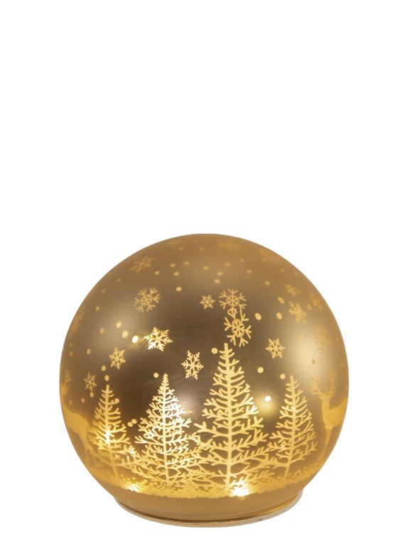 Χριστουγεννιάτικη Διακοσμητική Μπάλα Γυάλινη Με Led Χρυ