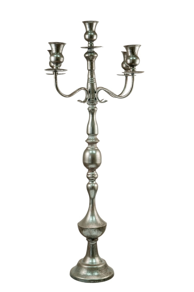 ZEN COLLECTION - ΣΗΜΑΝΤΙΚΟ: Σε περίπτωση διαφοράς τιμής από το κατάστημα ισχύει παντα και μόνο η τιμή του καταστήματος Κηροπήγιο Μεταλλικό Ασημί 38,5x38,5x83εκ. Zen Collectio