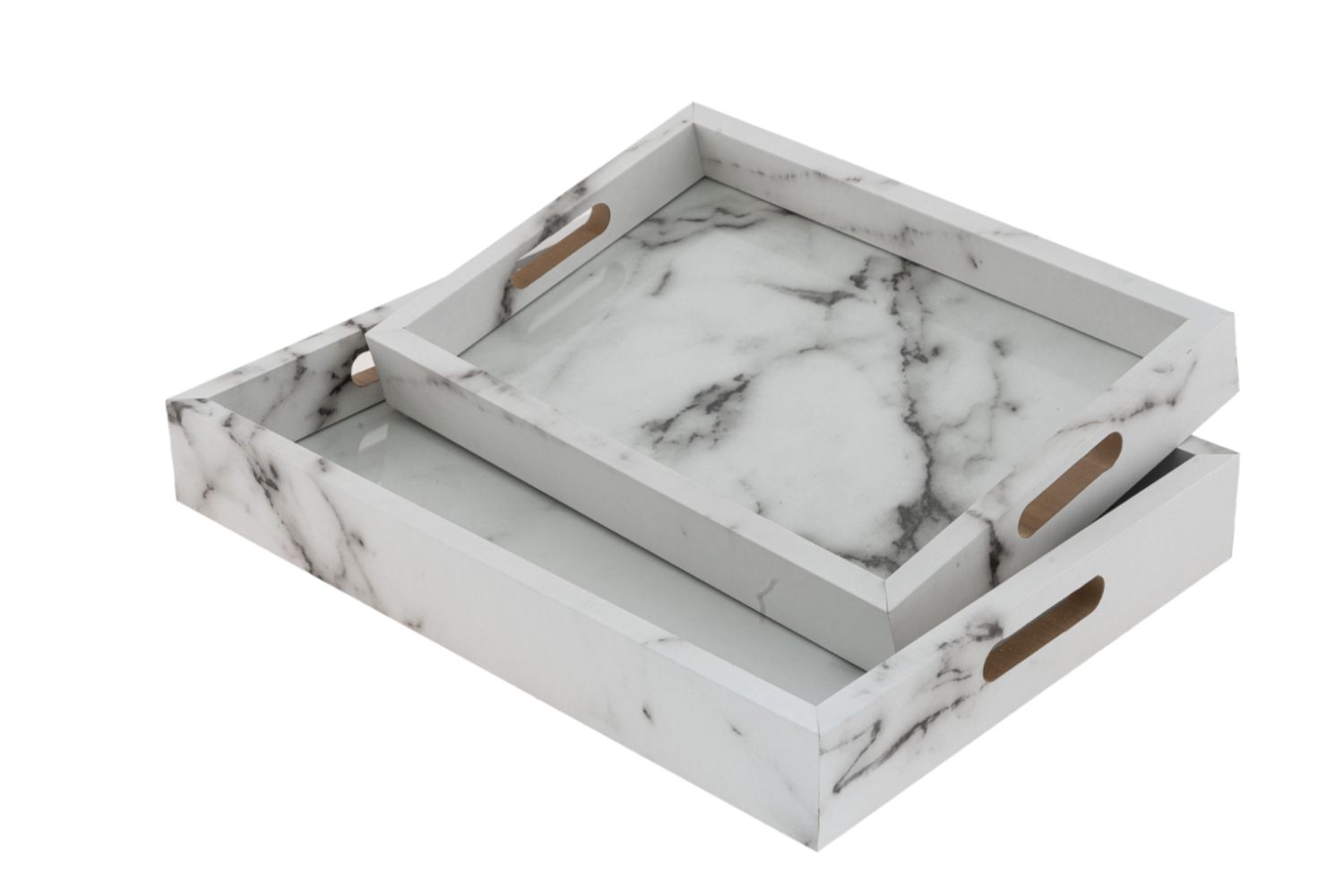 ZEN COLLECTION Δίσκος Σερβιρίσματος Σετ 2τμχ Πλαστικός Εφέ Μαρμάρου Λευκό 25x35x4,8εκ.-20x30x4εκ. Zen Collection 24.8.50214 (Υλικό: Πλαστικό, Χρώμα: Λευκό) - ZEN COLLECTION - 24.8.50214