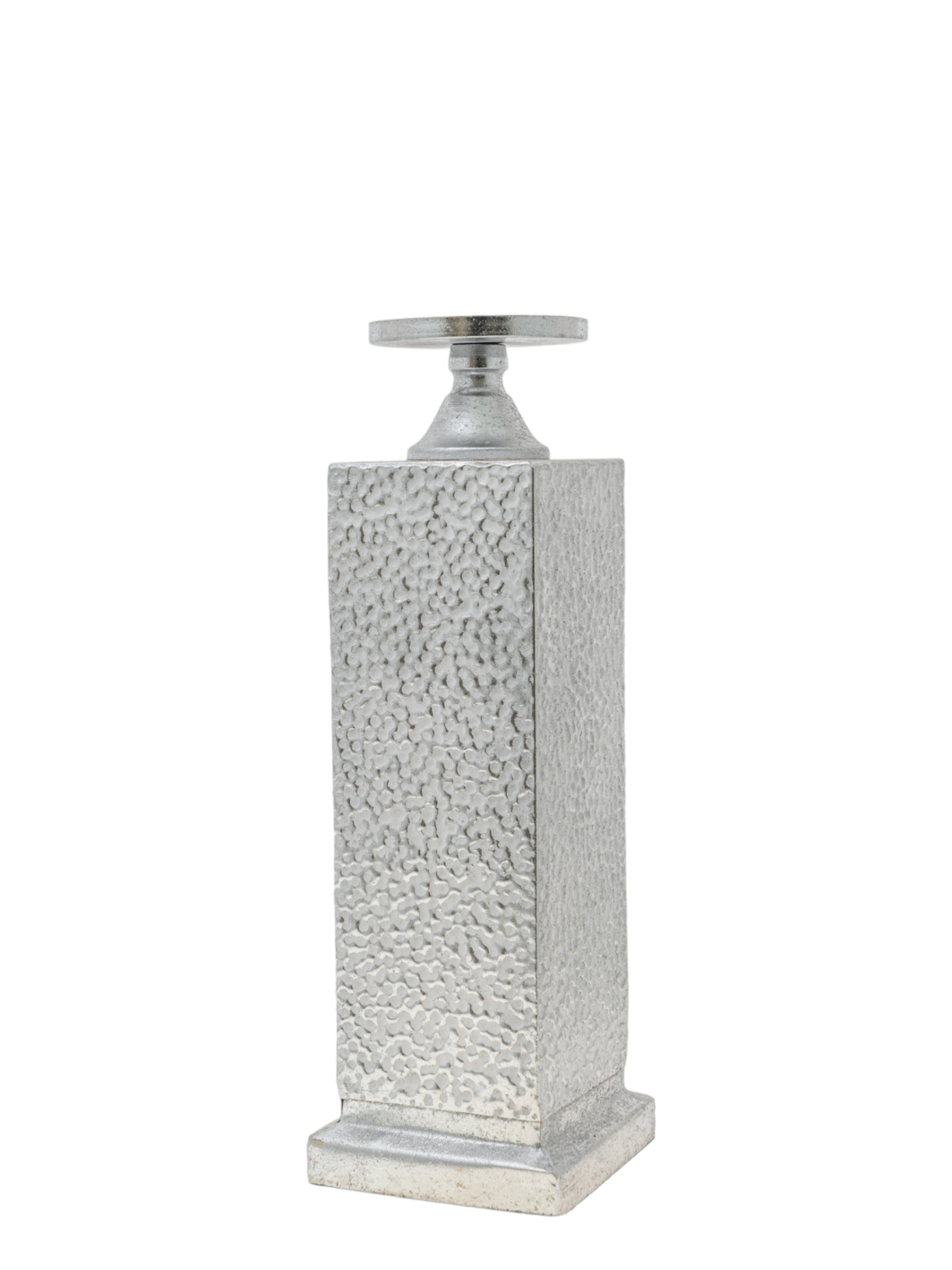 ZEN COLLECTION - ΣΗΜΑΝΤΙΚΟ: Σε περίπτωση διαφοράς τιμής από το κατάστημα ισχύει παντα και μόνο η τιμή του καταστήματος Κηροπήγιο Μεταλλικό Ασημί Σφυρίλατο 13,5x41,5εκ. Zen Co