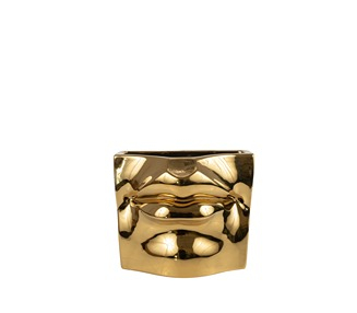 Διακοσμητικά Επιτραπέζια 24home - ΣΗΜΑΝΤΙΚΟ: Σε περίπτωση διαφοράς τιμής από το κατάστημα ισχύει παντα και μόνο η τιμή του καταστήματος Βάζο Κεραμικό Χρυσό Χείλη 15x9x12εκ. Zen Collection 24.