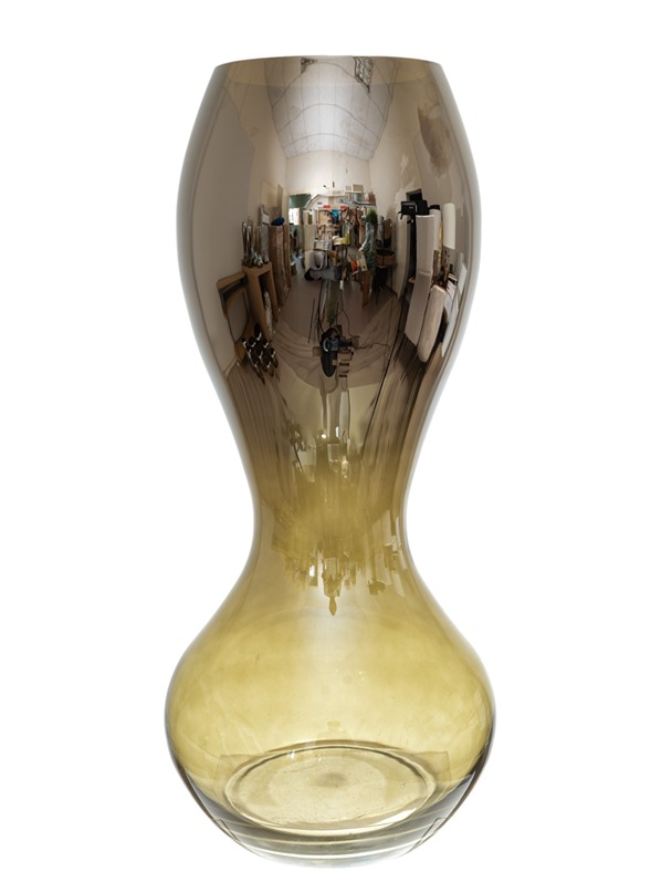 Βάζο Χειροποίητο Φυσητό Γυαλί Ασημί-Πράσινο 23x30εκ. Ze