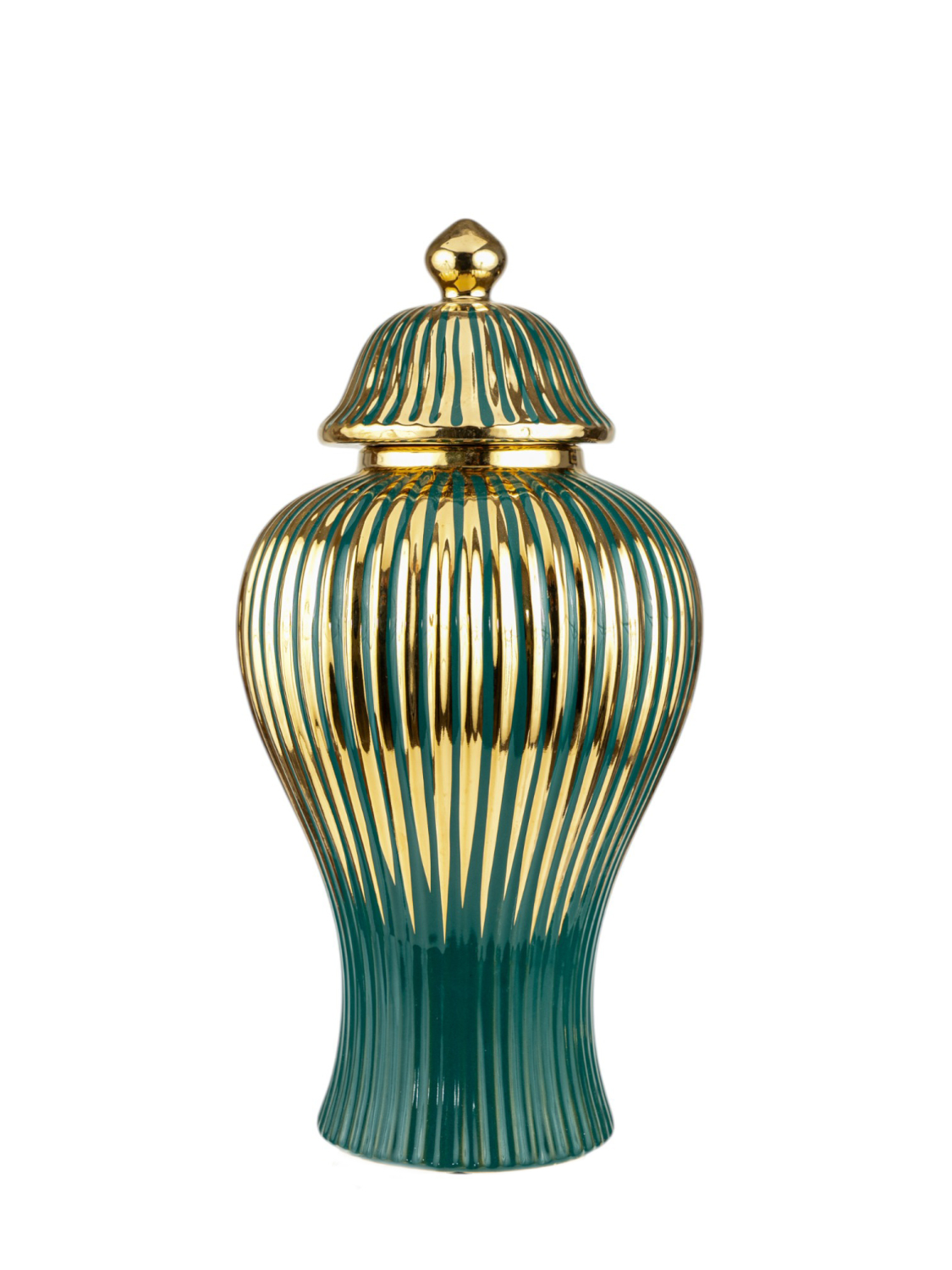 Διακοσμητικά Επιτραπέζια 24home - ΣΗΜΑΝΤΙΚΟ: Σε περίπτωση διαφοράς τιμής από το κατάστημα ισχύει παντα και μόνο η τιμή του καταστήματος Βάζο Κεραμικό Με Καπάκι Πράσινο-Χρυσό 17,5x35εκ. Zen Co